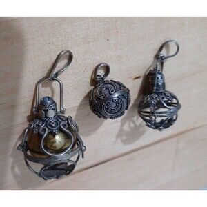 lot of 3 Vintage Sterling Harmony Ball Locket two with sound ball one empty